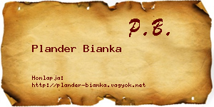 Plander Bianka névjegykártya